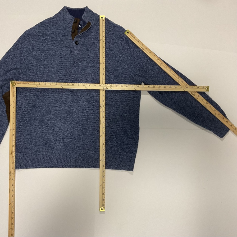 Chaps Blue Sweater with Brown Elbow Patches REMOVED BY TAILOR - Picture 13 of 13